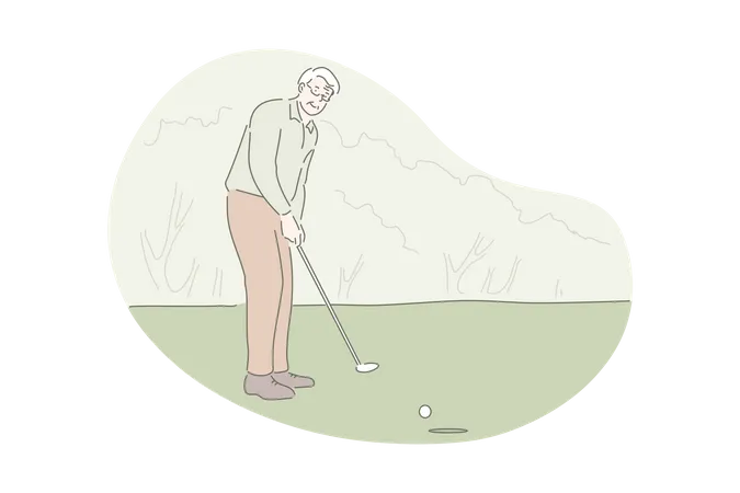 Hombre jugando al golf  Ilustración