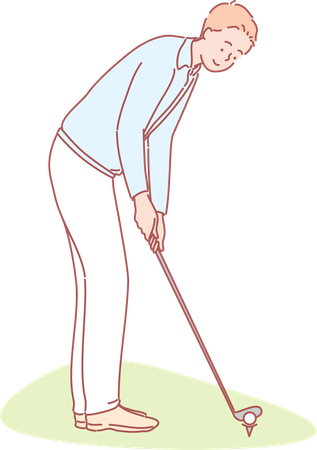 Hombre practicando deporte de golf  Ilustración