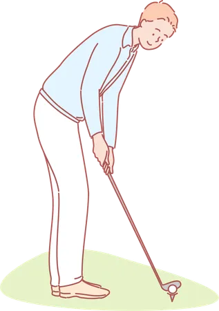 Hombre practicando deporte de golf  Ilustración