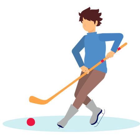 Hombre jugando hockey sobre hielo  Ilustración