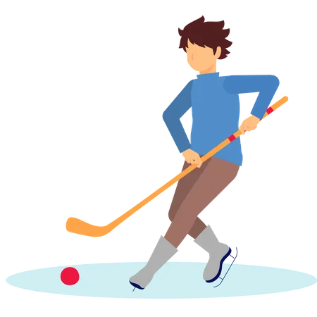 Hombre jugando hockey sobre hielo  Ilustración