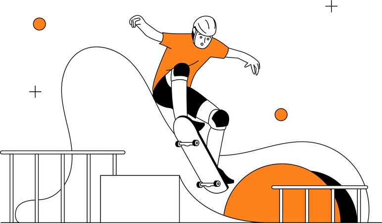 Hombre jugando patineta  Ilustración