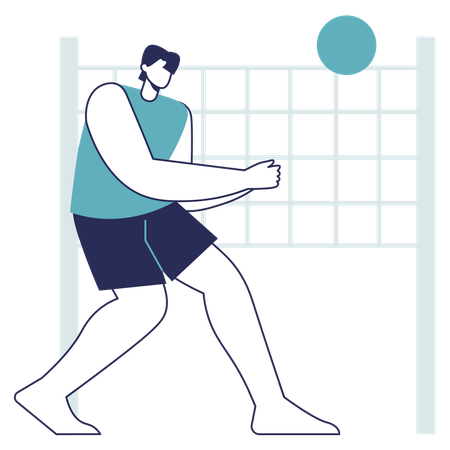 Hombre jugando voleibol  Ilustración