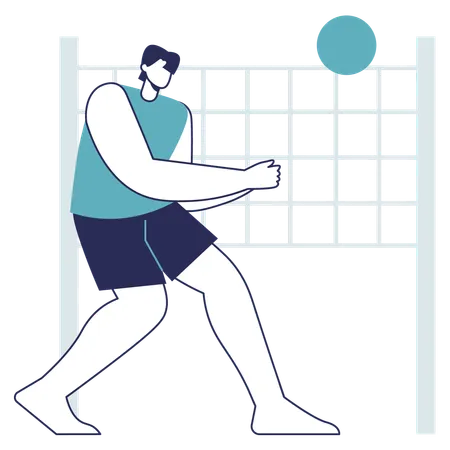 Hombre jugando voleibol  Ilustración