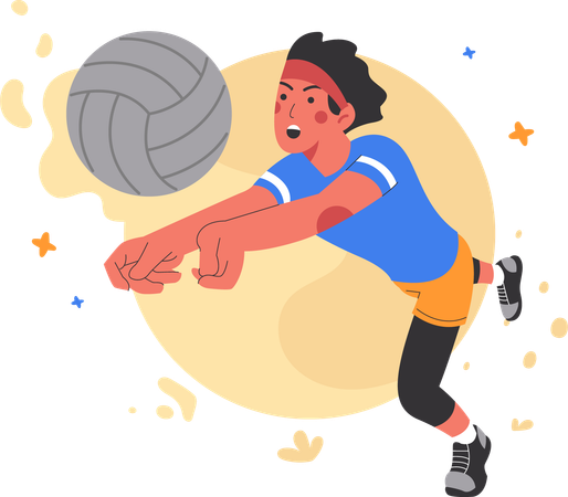 Hombre jugando voleibol  Ilustración