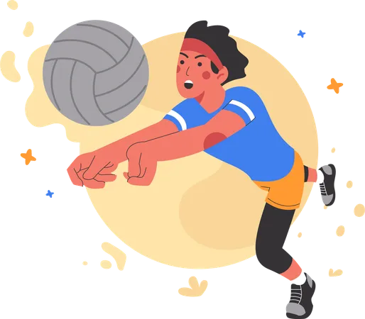 Hombre jugando voleibol  Ilustración