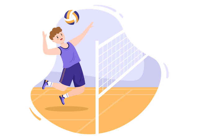 Hombre jugando voleibol  Ilustración