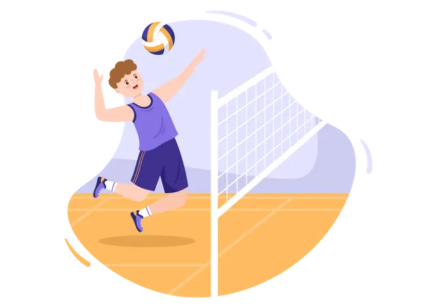 Hombre jugando voleibol  Ilustración