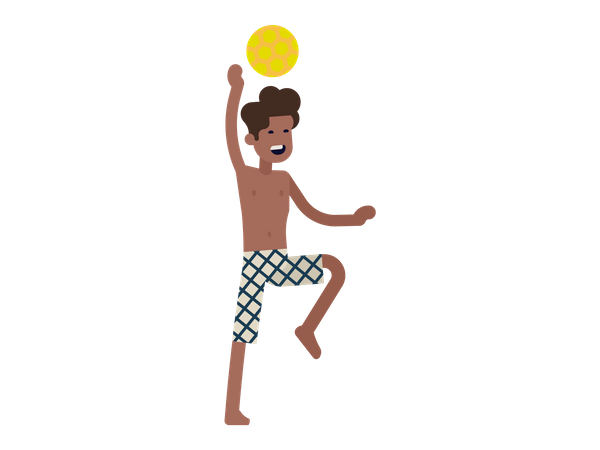 Hombre jugando voleibol de playa  Ilustración