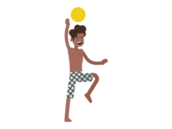 Hombre jugando voleibol de playa  Ilustración