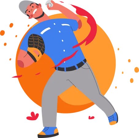 Hombre lanzando una pelota de béisbol  Ilustración