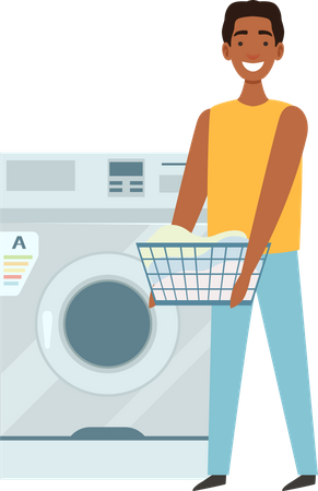 Hombre lavando ropa  Ilustración