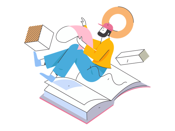 Hombre leyendo libro  Ilustración