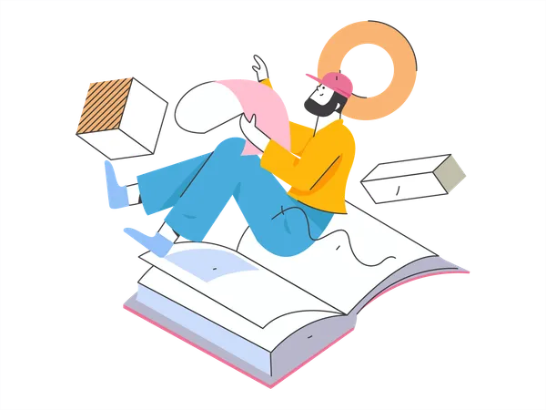 Hombre leyendo libro  Ilustración