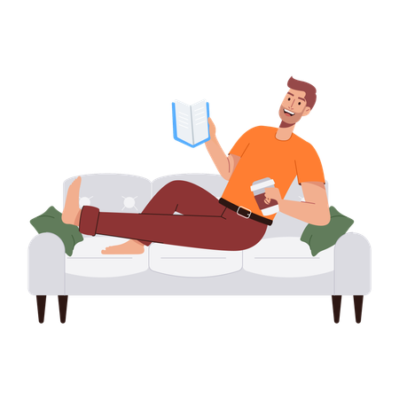 Hombre leyendo libro  Ilustración