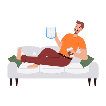 Hombre leyendo libro  Ilustración