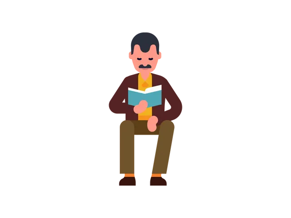 Hombre leyendo libro  Ilustración