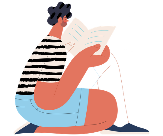 Hombre leyendo libro  Ilustración