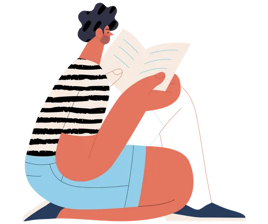 Hombre leyendo libro  Ilustración