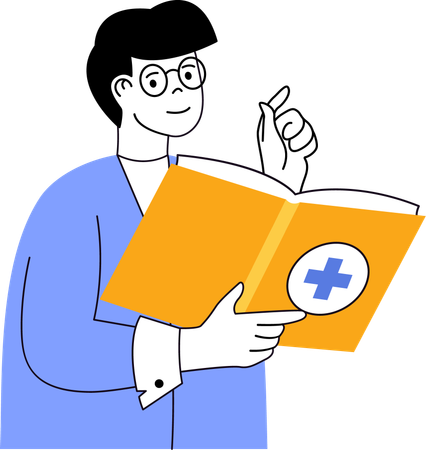 Hombre leyendo un libro de medicina  Ilustración