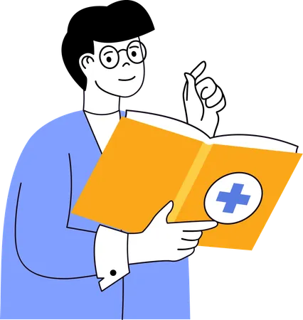 Hombre leyendo un libro de medicina  Ilustración