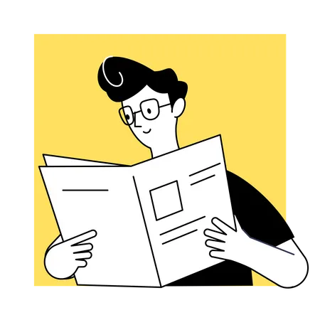 Hombre leyendo el periódico  Ilustración