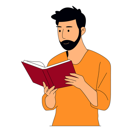 Hombre leyendo libro  Ilustración