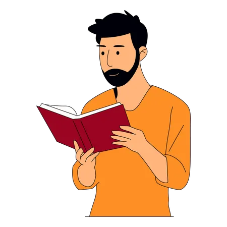 Hombre leyendo libro  Ilustración