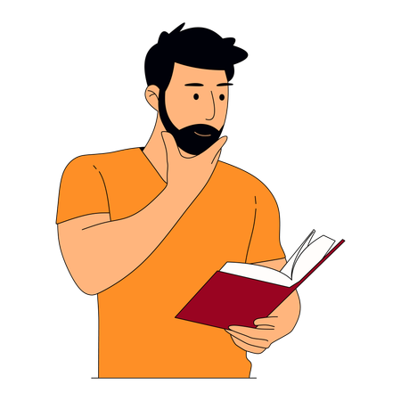 Hombre leyendo libro  Ilustración