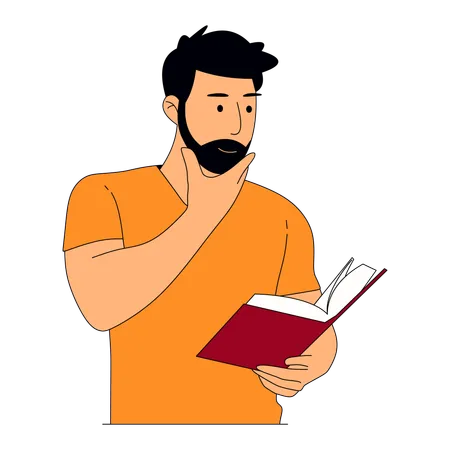 Hombre leyendo libro  Ilustración