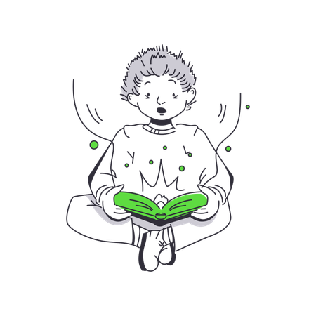 Hombre leyendo un libro muy interesante  Illustration