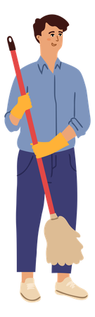 Hombre limpiando piso  Ilustración