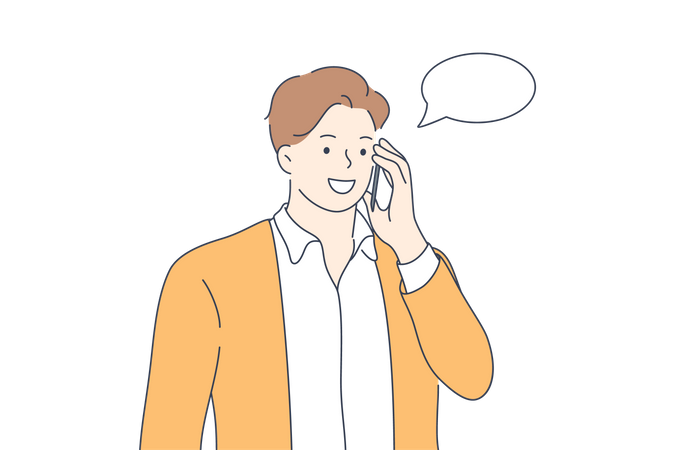 Hombre llamando por móvil  Ilustración