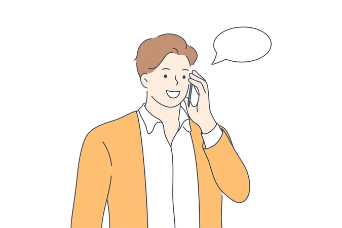 Hombre llamando por móvil  Ilustración