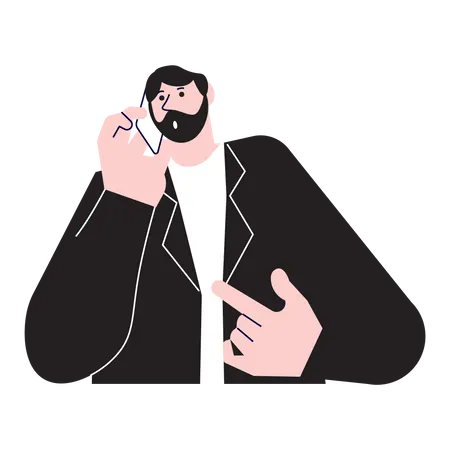 Hombre llamando por teléfono inteligente  Ilustración