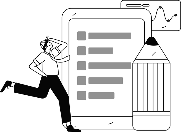 Hombre llenando formulario de encuesta  Ilustración
