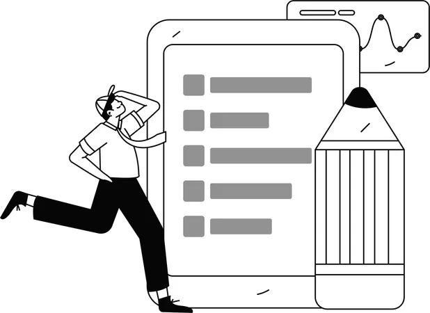 Hombre llenando formulario de encuesta  Ilustración