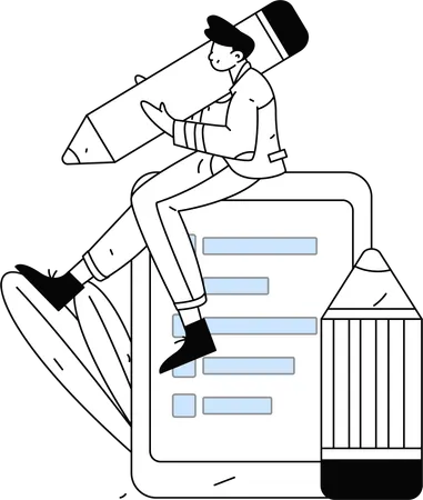 Hombre llenando formulario de encuesta  Ilustración