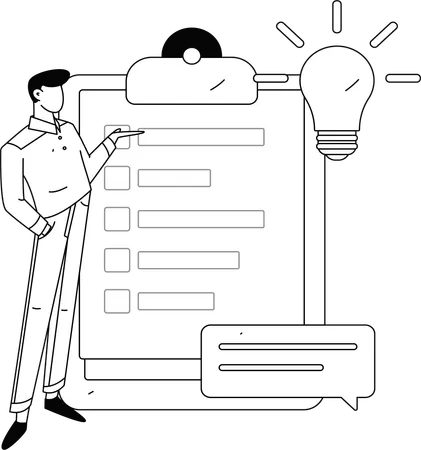 Hombre llenando formulario de encuesta  Ilustración