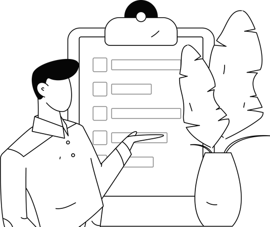 Hombre llenando formulario de encuesta  Ilustración