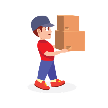 Hombre llevando cajas de paquetes  Ilustración