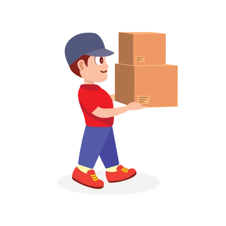 Hombre llevando cajas de paquetes  Ilustración