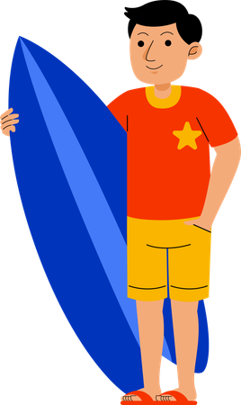 Hombre llevar tabla de surf  Ilustración