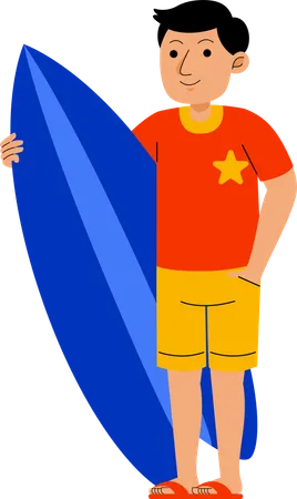Hombre llevar tabla de surf  Ilustración