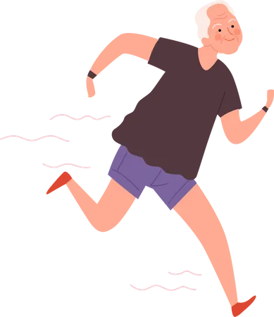 El hombre mayor hace jogging  Ilustración