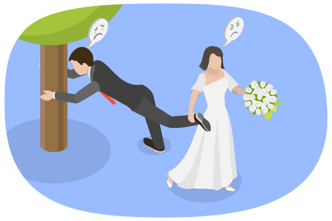 Hombre asustado del matrimonio  Ilustración