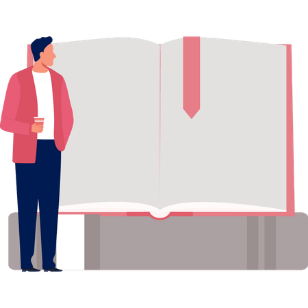 Hombre mirando el libro  Ilustración