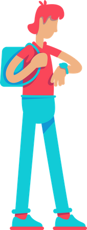 Hombre mirando reloj de pulsera  Ilustración