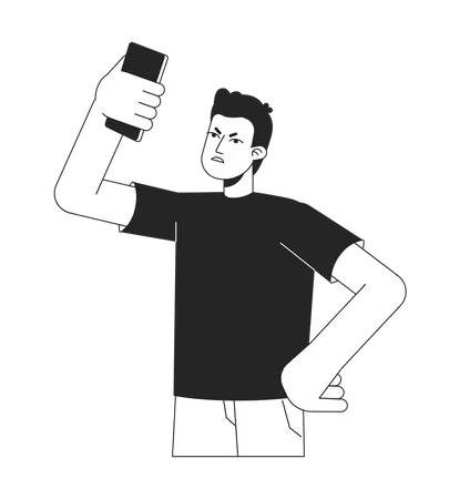 Hombre molesto levantando el teléfono por encima de la cabeza  Ilustración
