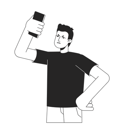 Hombre molesto levantando el teléfono por encima de la cabeza  Ilustración